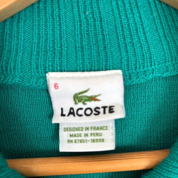 VTG Lacoste Women's Full Zip Green Cardigan Sweater-Size 6-Preppy/Academia - Picture 2 of 4
